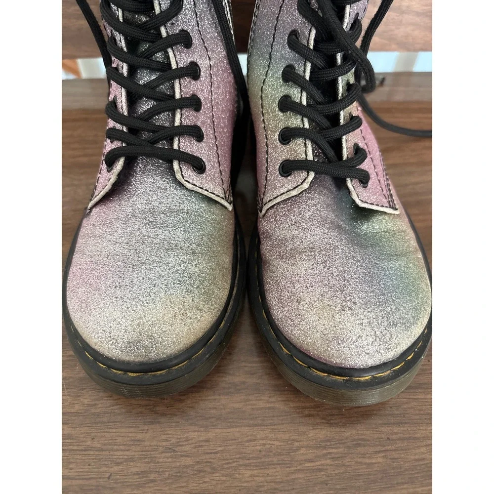 Dr Martens 1460 Rainbow Glitter Lace‎ Up Ankle Boots Kids US 2 UK 1 EU 33